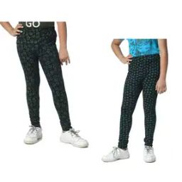Girls Pack of 2 Floral Print Leggings-image-5