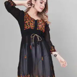 Embroidered Flared Kurta-image-10