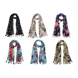 Pack of 6 Floral Print Scarves-image-98
