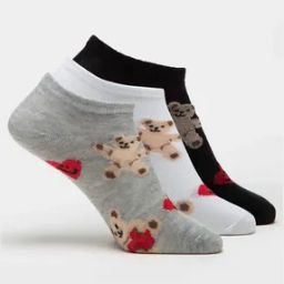 Pack of 3 Printed No-Show Socks-image-84