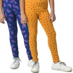 pixie n prince Girls Pack of 2 Leaf Print Leggings-picture-5