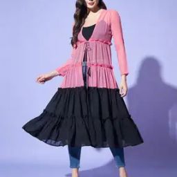 Women Regular Fit Colour-Block Shrug-47