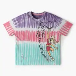 Girls Looney Tunes Print Oversized Fit Crew-Neck T-Shirt-image-18