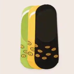 Men Pack of 3 Smiley Print No-Show Socks-image-37
