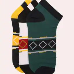 Men Pack of 3 Geometric Pattern Ankle-Length Socks-17