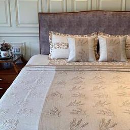 Bloom Gold Wheat Hand Embroidered Bedcover Set-image-27
