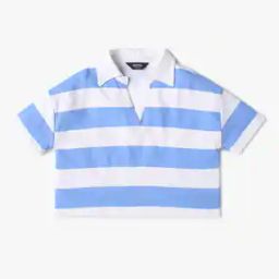 Girls Striped Relaxed Fit Polo T-Shirt-picture-9