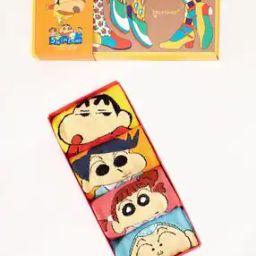 Unisex Pack of 4 Shin-Chan Print Pure Cotton Ankle-Length Socks-image-7