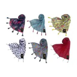 Women Pack of 6 Printed Scarves with Tassels-image-80