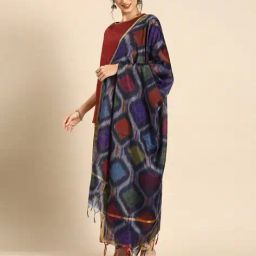 aarrah Geometric Print Dupatta with Tassels image 1