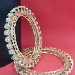 Women Gold-Plated Stone-Studded Bangles-image-8