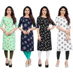 Women Pack of 4 Printed Straight Kurtas-image-53