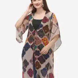 Printed Shrug with Tie-Up-50