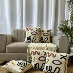 Set of 5 Embroidered Cushion Covers with Stitch Detail-image-126
