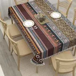 Cotton 6-Seater Table Cover with Tassels - Durable Printed Dining Table Protector-image-46