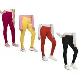 Pack of 4 Leggings with Elasticated Waist-image-34