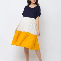 Colourblock Fit & Flare Dress-image-28