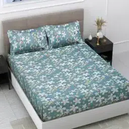 300 TC Floral Print Super King-Size Bedsheet with Pillow Covers-image-94