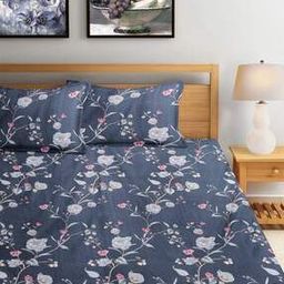 300 TC Floral Print Super King-Size Bedsheet with Pillow Covers-24