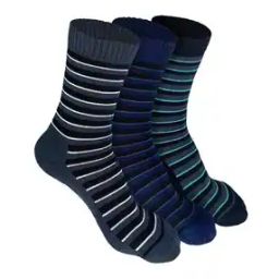 Pack of 3 Bamboo Men Crew Stripes Socks - Odour Free & Breathable-image-98