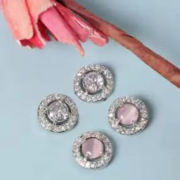 Set of 2 Rhodium-Plated American Diamond-Studded Stud Earrings-19