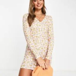 Women Floral Long Sleeve Mini Bodycon Dress-image-46