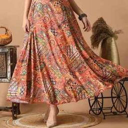Women Printed Flared Skirt-image-120