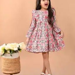 Round-Neck Floral Print Fit and Flare Dress-image-45