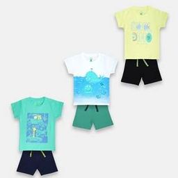 Pack of 3 Printed T-Shirt & Shorts Set-image-76