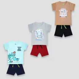 Pack of 3 Printed T-Shirt & Shorts Set-image-80