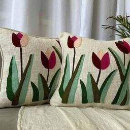 Set of 2 Square-Shaped Cushion Covers 16"x16 -5