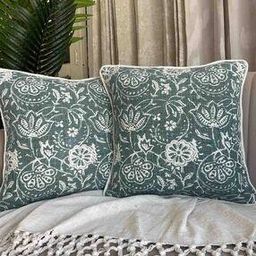 Set of 2 Floral Print Square-Shaped Cushions 16"x16 -image-11