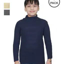 Pack of 3 Girl Ribbed High-Neck Pullovers-47