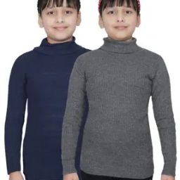 Pack of 2 Girl Ribbed High-Neck Pullovers-image-106