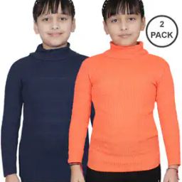 Pack of 2 Girl Ribbed High-Neck Pullovers-44