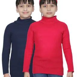 Pack of 2 Girl Ribbed High-Neck Pullovers-picture-37