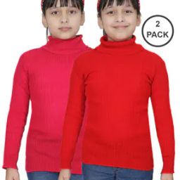 Pack of 2 Girl Ribbed High-Neck Pullovers-45