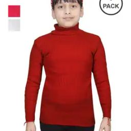 Pack of 3 Girl Ribbed High-Neck Pullovers-19