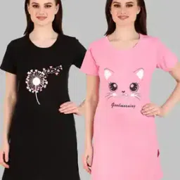 Pack of 2 Women Graphic Print T-Shirts-picture-24