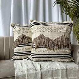 Set of 2 Striped Cushion Covers 16"x16"-image-23