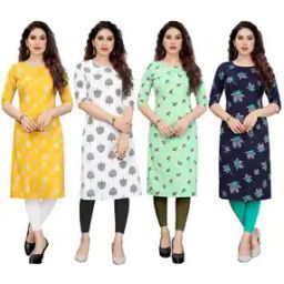 Pack of 4 Women Floral Print Straight Kurtas-image-107