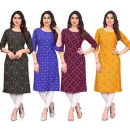 Pack of 4 Women Printed Straight Kurtas-picture-19