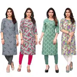 Pack of 4 Women Printed Straight Kurtas-image-23