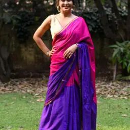 Colourblock Saree with Contrast Border & Tassels-image-54