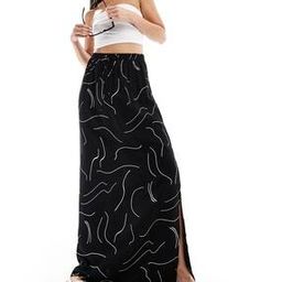 Women Mono Print Maxi Straight Skirt-image-75