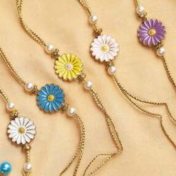 Set of 5 Floral Design Rakhis-image-100