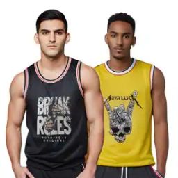 Pack of 2 Men Printed Sleeveless Vest-image-11