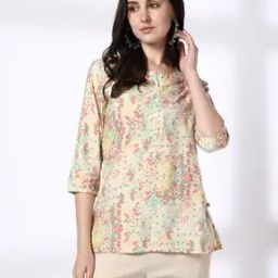 Women Printed Round-Neck Straight Kurti-image-39