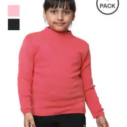 Pack of 3 Ribbed High-Neck Pullovers-image-80