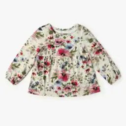 Long Sleeves Floral Print Scoop-Neck Tunic Top-image-63
